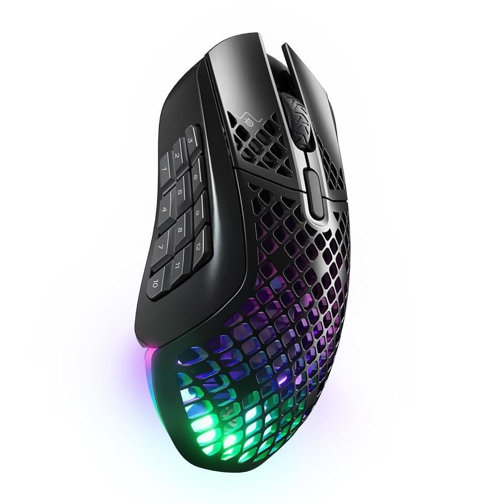 [해외] SteelSeries 에어록스 9 무선 마우스 초경량 게이밍 18000 CPI 트루 무브 에어 광학 센서 방수 180시간 배터리 프로그래