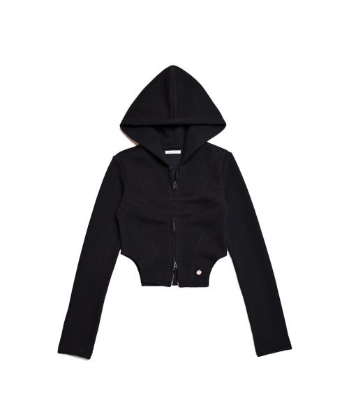 돈애스크마이플랜 스완 레이크 크롭 투웨이 집업 후디_블랙