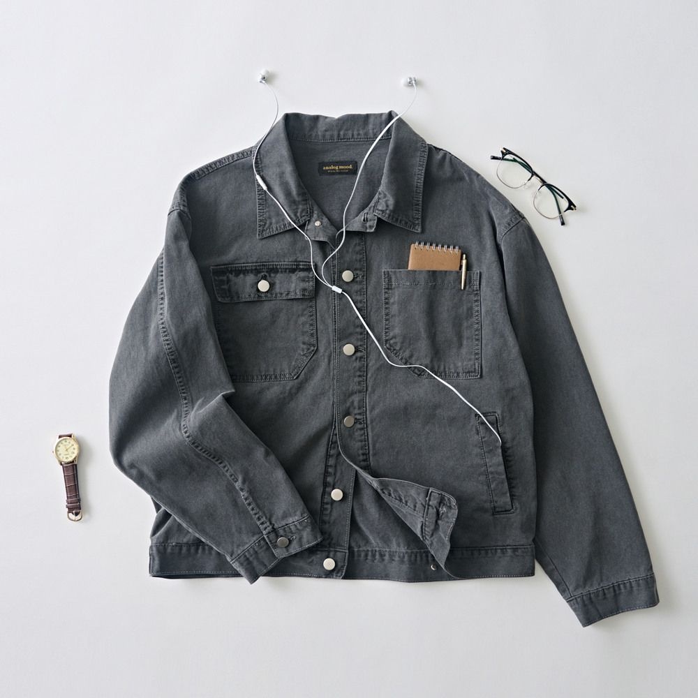 [패션플러스][아날로그무드]피그 포켓 워크자켓 (차콜)