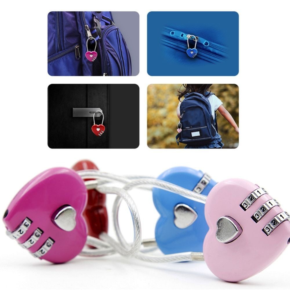 다데 와이어 번호열쇠 하트 미니 번호 자물쇠 DD-10775