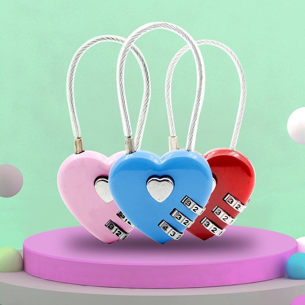 엄마마음 다이얼 열쇠 비밀 하트 와이어 끈 자물쇠 M10775