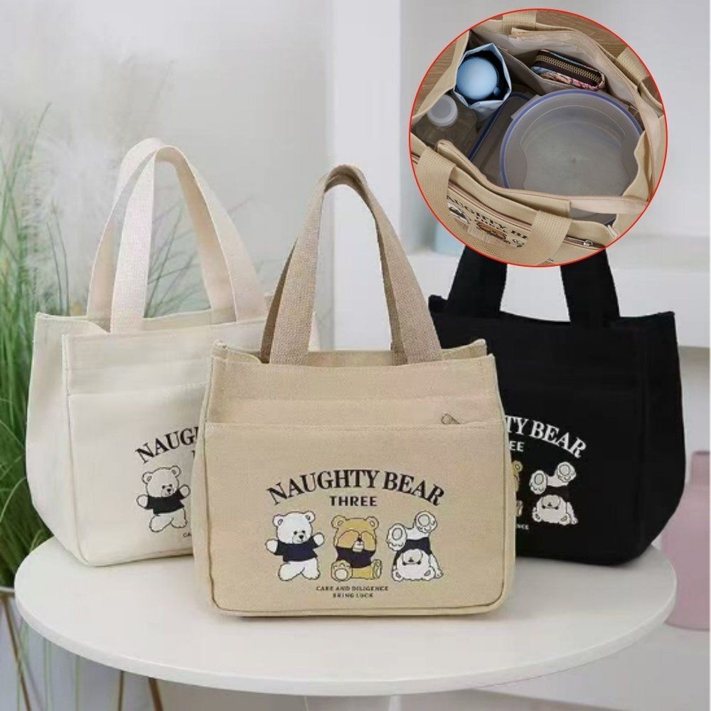 직장인 캐릭터 곰세마리 보조가방 미니 토트백 런치백