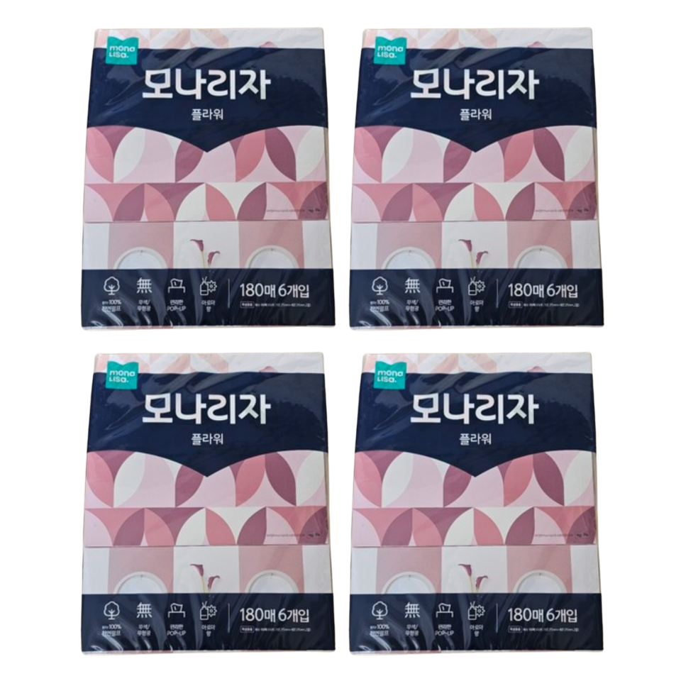 [오늘출발] 모나리자 플라워 미용티슈 각티슈 180매 6개입 x 4팩