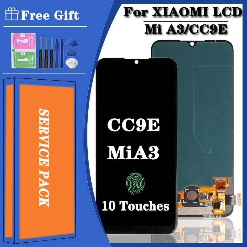 [해외] 스마트폰 액정 교체 부품 샤오미 미 CC9E LCD 디스플레이 터치 스크린 디지타이저 어셈블리 슈퍼 AMOLED A3 MiA3 프레임