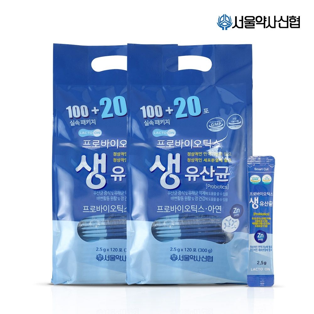서울약사신협 락토온 프로바이오틱스 생유산균 2.5g 120포 2개 (600g)