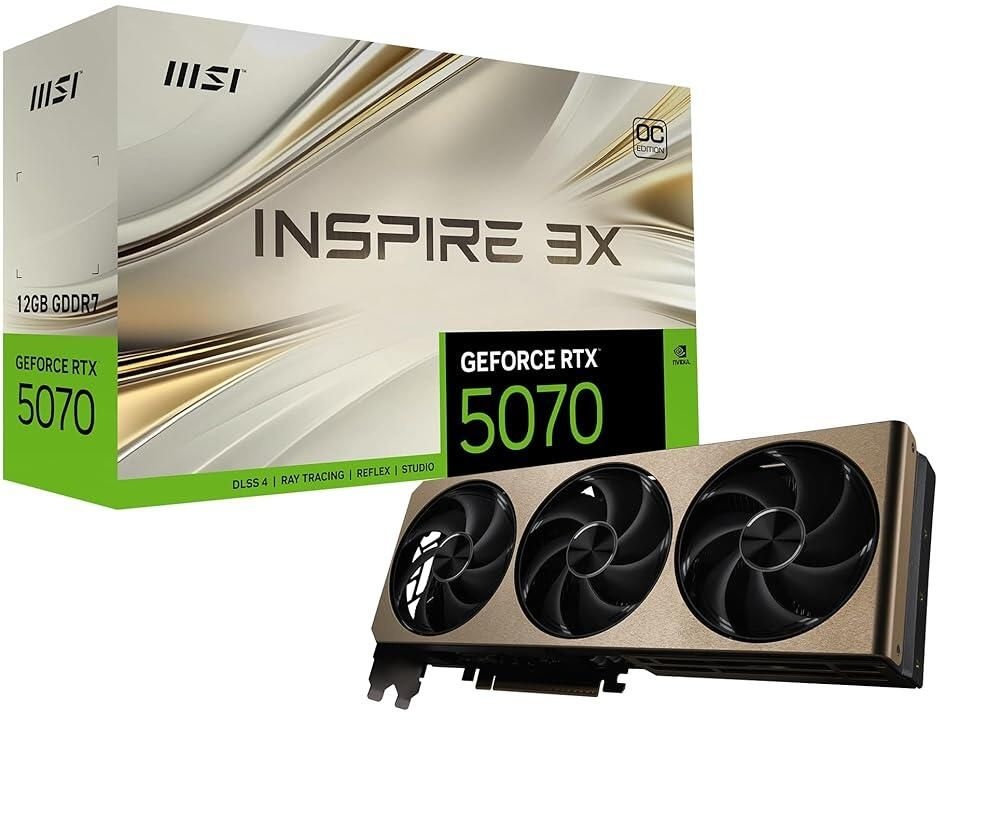 MSI [해외] Msi 게이밍 RTX 5070 12G Inspire 3X OC 그래픽 카드 12GB GDDR7, 192비트, 최고의 성능: 2557 MHz, 디스플레이 포트 x 3 2.1a, HDMI 2.1