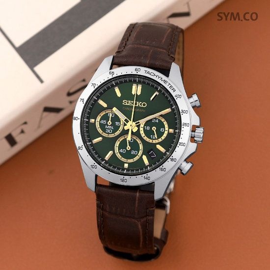 세이코 세이코 SBTR017 스피릿 크로노그래피 아날로그 캐쥬얼 남자 가죽 시계 d 3167018