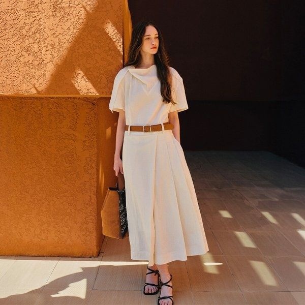 온앤온 벨트포함 스카프 넥 플리츠 원피스 NEW5MO509 938389