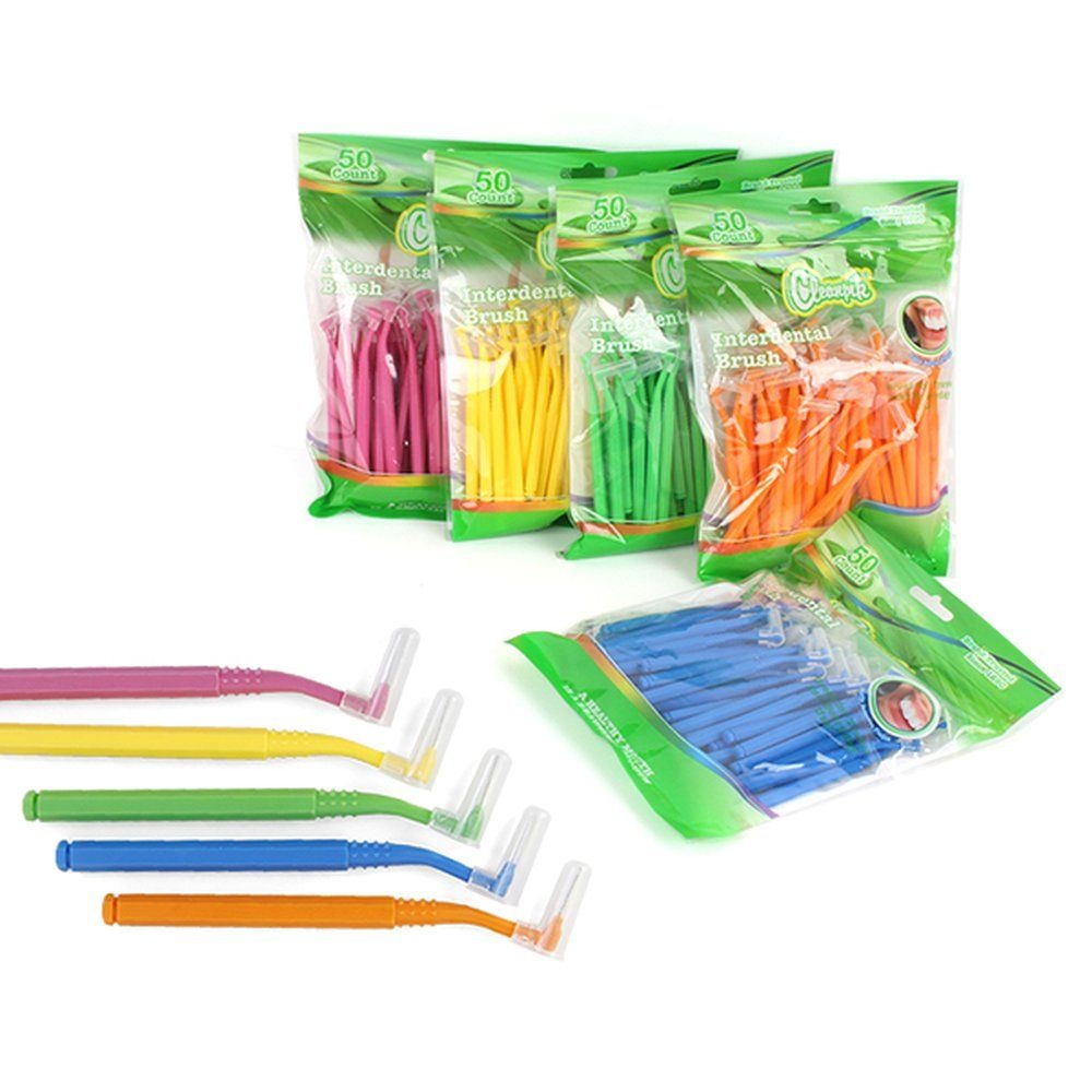 cleanpik 클린픽 매력적인 치간칫솔 소프트 치실 치간브러쉬 치솔 치석제거 인터덴탈 L형 50개