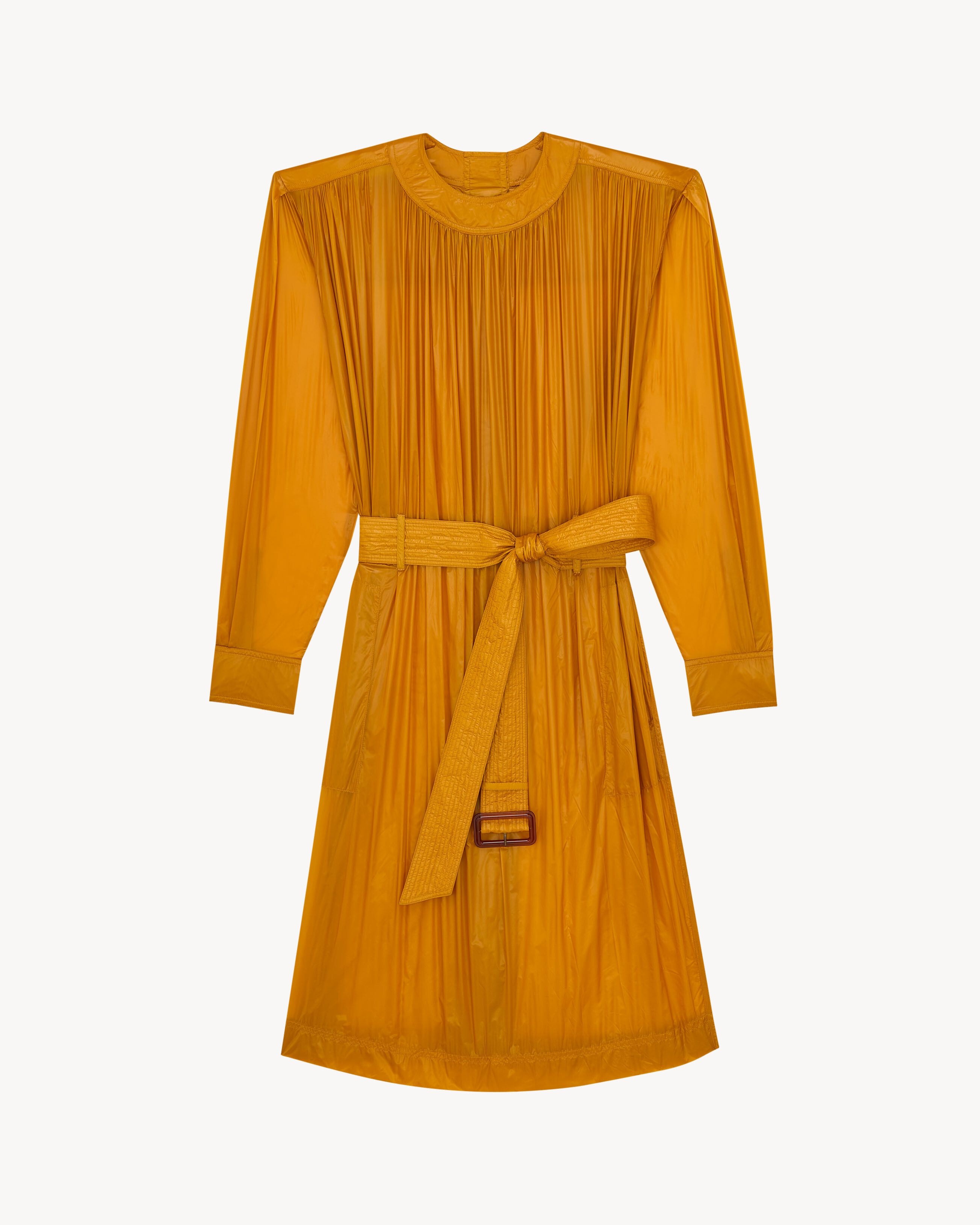 SAINT LAURENT [해외] 「프랑스 최신상」 생로랑 BUTTONBACK 드레스 나일론 MOUTARDE 870549Y7J147340 국내 A/S 가능