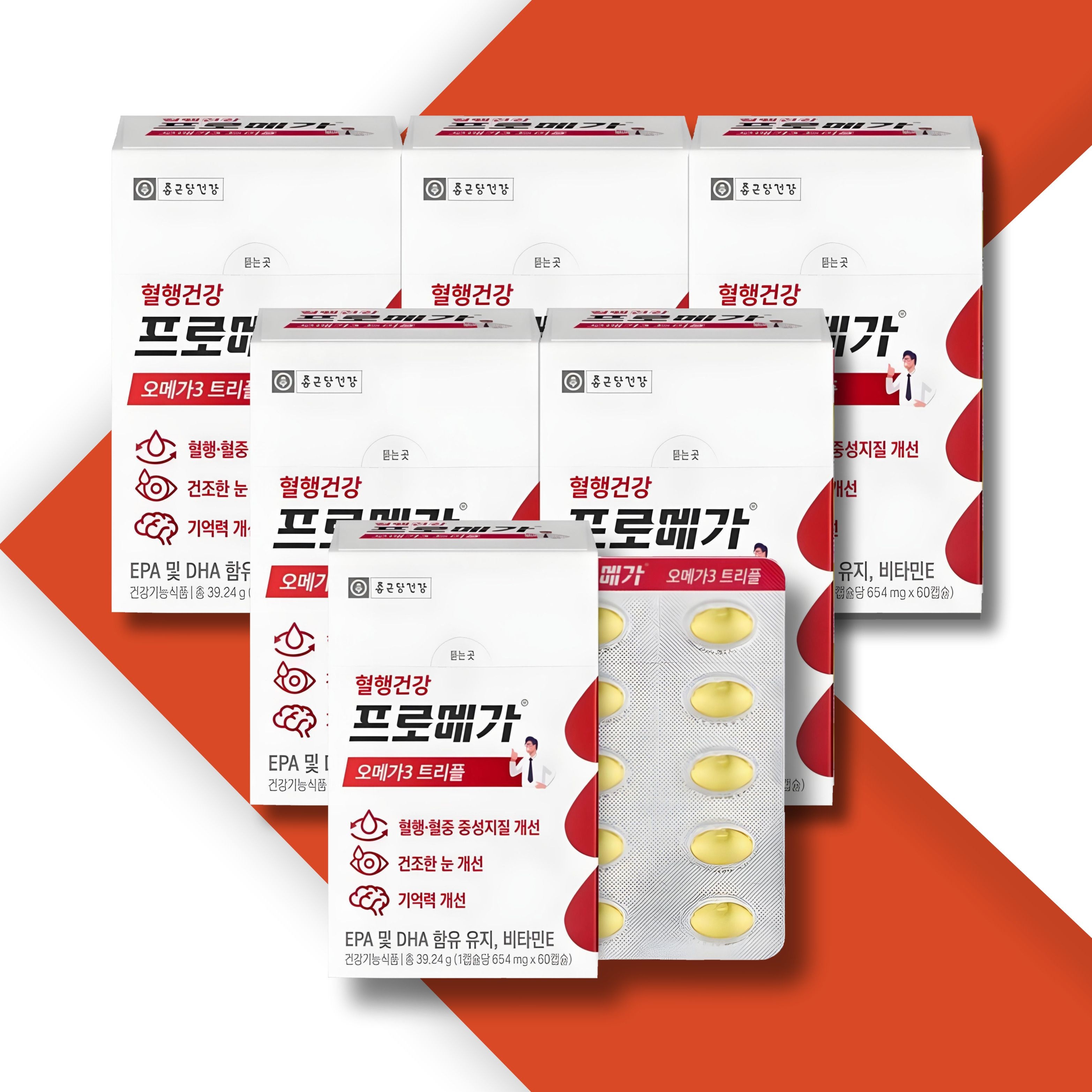 종근당건강 프로메가 오메가3 트리플 장용성 캡슐 654mg x 60캡슐 6박스