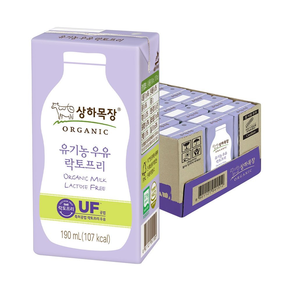 [온누리7%혜택]상하목장 유기농 우유 락토프리 190ml 24팩 (1박스)