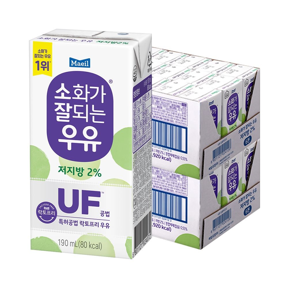 [온누리7%혜택]매일 소화가 잘되는 저지방 우유 190ml 48팩