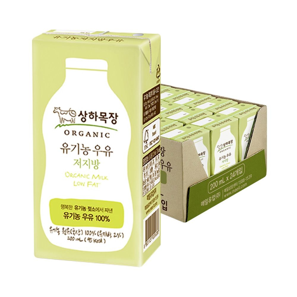 [온누리7%혜택]상하목장 유기농 저지방우유 200ml 24팩