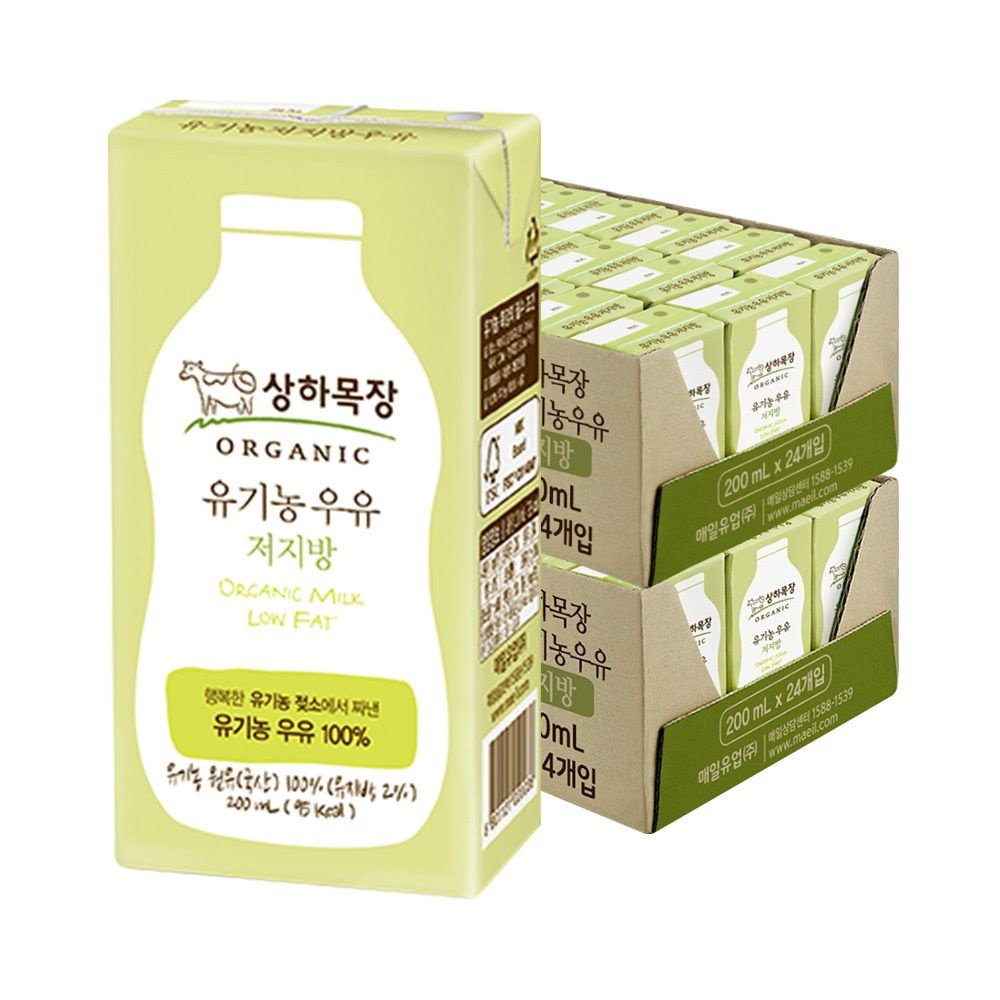 [온누리7%혜택]상하목장 유기농 저지방우유 200ml 48팩
