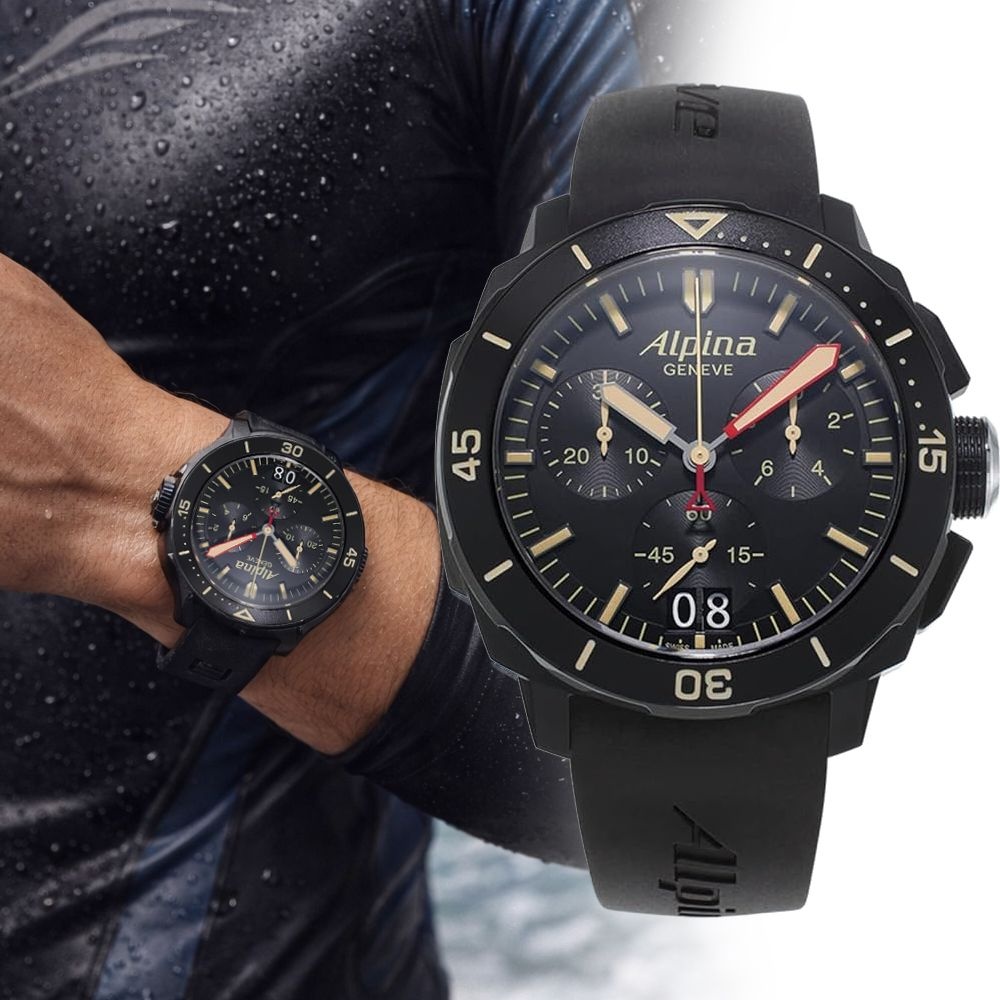 알피나 알피나 씨스트롱 크로노그래프 다이버 300m 방수 AL-372LBBG4FBV6 러버시계 3년보증 본사AS