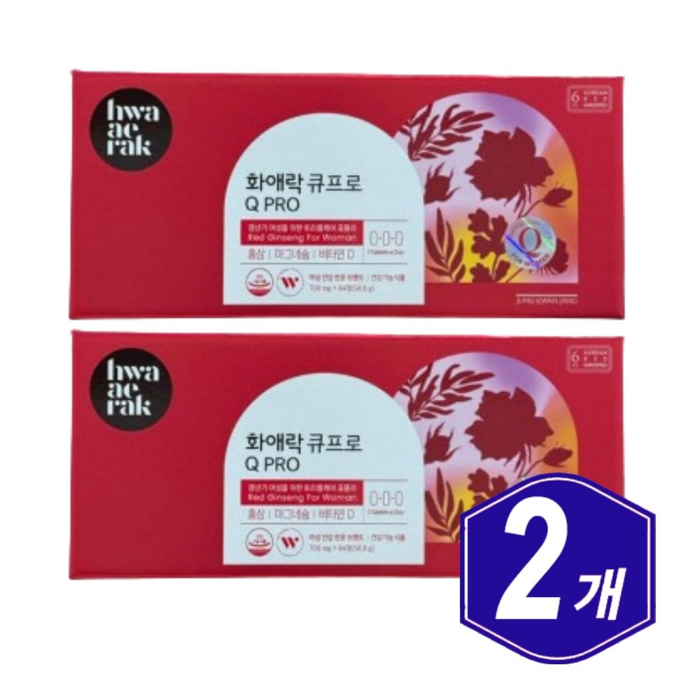 정관장 중장년 여성 갱년기 도움 화애락 큐 프로 84정 x 2개 피로개선 면역력증진 기억력개선 도움
