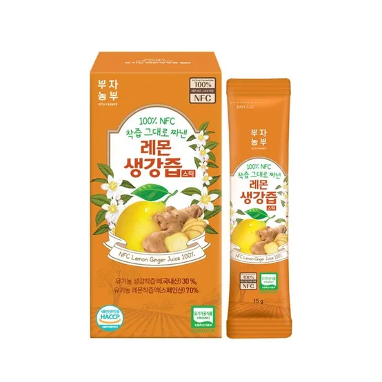 부자농부 싱그러운 그대로 레몬생강즙 유기농 짜낸 15g 14포 1개