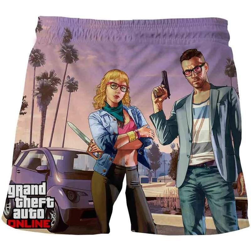 [해외] 남자 실내 남성 숏 수영복 바지 신제품 3d GTA 5 게임 빠른 건조 여름 남성용 비치 보드 반바지 팬티 수영 트렁크 비