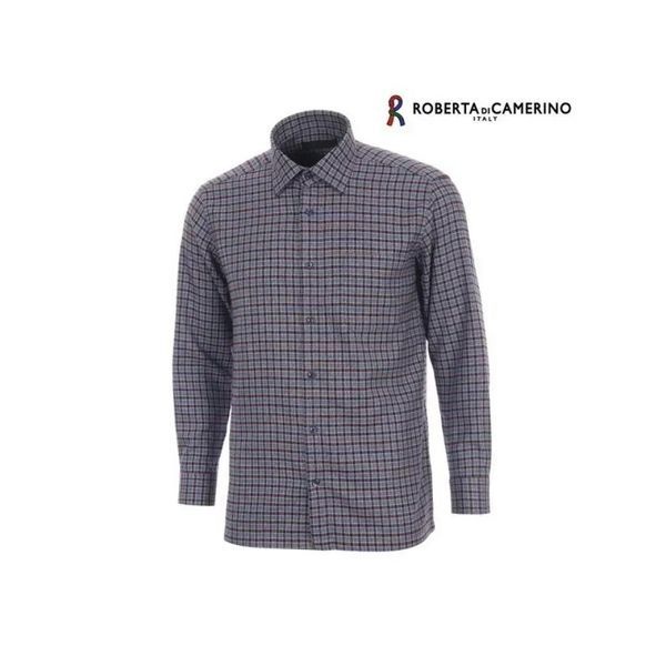 [하프클럽]  RP42092TR 로베르따셔츠 TR 혼방 기모 블루 체크 일반핏