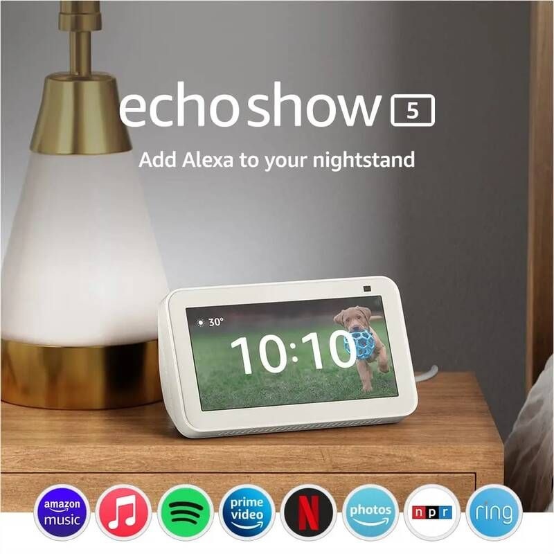 UnKnown [해외] 탁상용 원목 ai 블루투스 Echo Show 5 스마트 와이파이 디스플레이 알렉사 및 2 MP 음성 어시스턴트 포함 세대