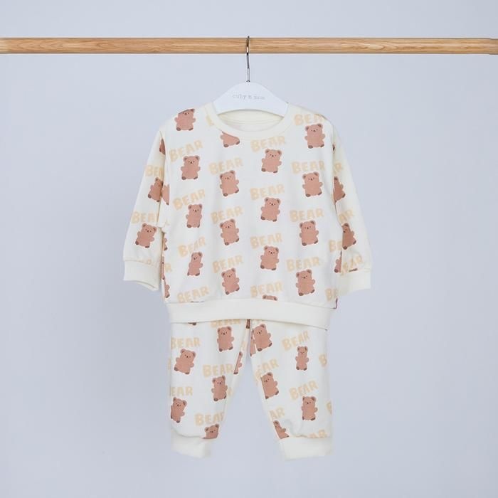 상세설명참조 [달퐁]큐비앤맘 베어곰 미니쭈리 상하복 아기외출복 원마일웨어 상하세트