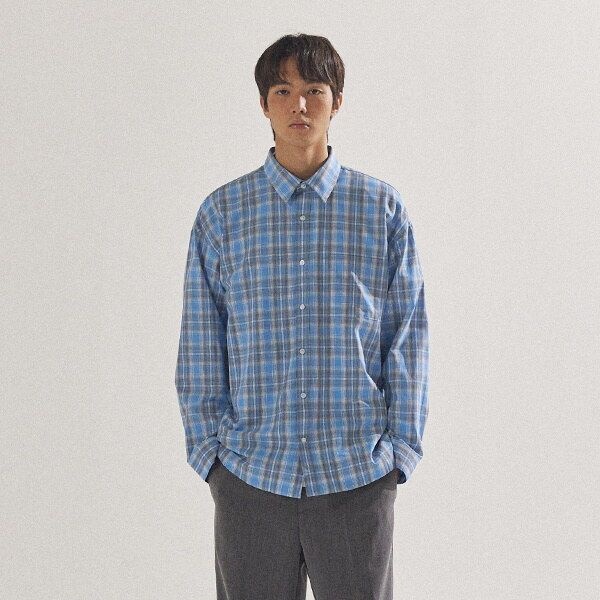 [팔랩] 남여공용 에센셜 오버핏 타탄 체크 셔츠_PL24S3SH019_BL