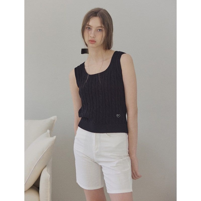 SHINE ON YOU SHINE ON YOU Petal Cable Softness Sleeveless_Black
