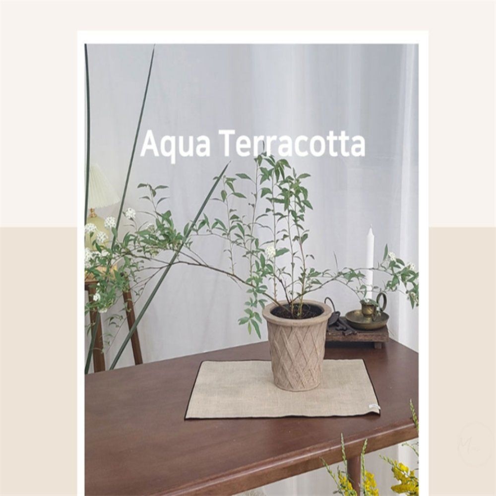 해들추천샵 아쿠아 토분 HN30411 14X15CM 체크 카페화분 예쁜토분 인테리어화분