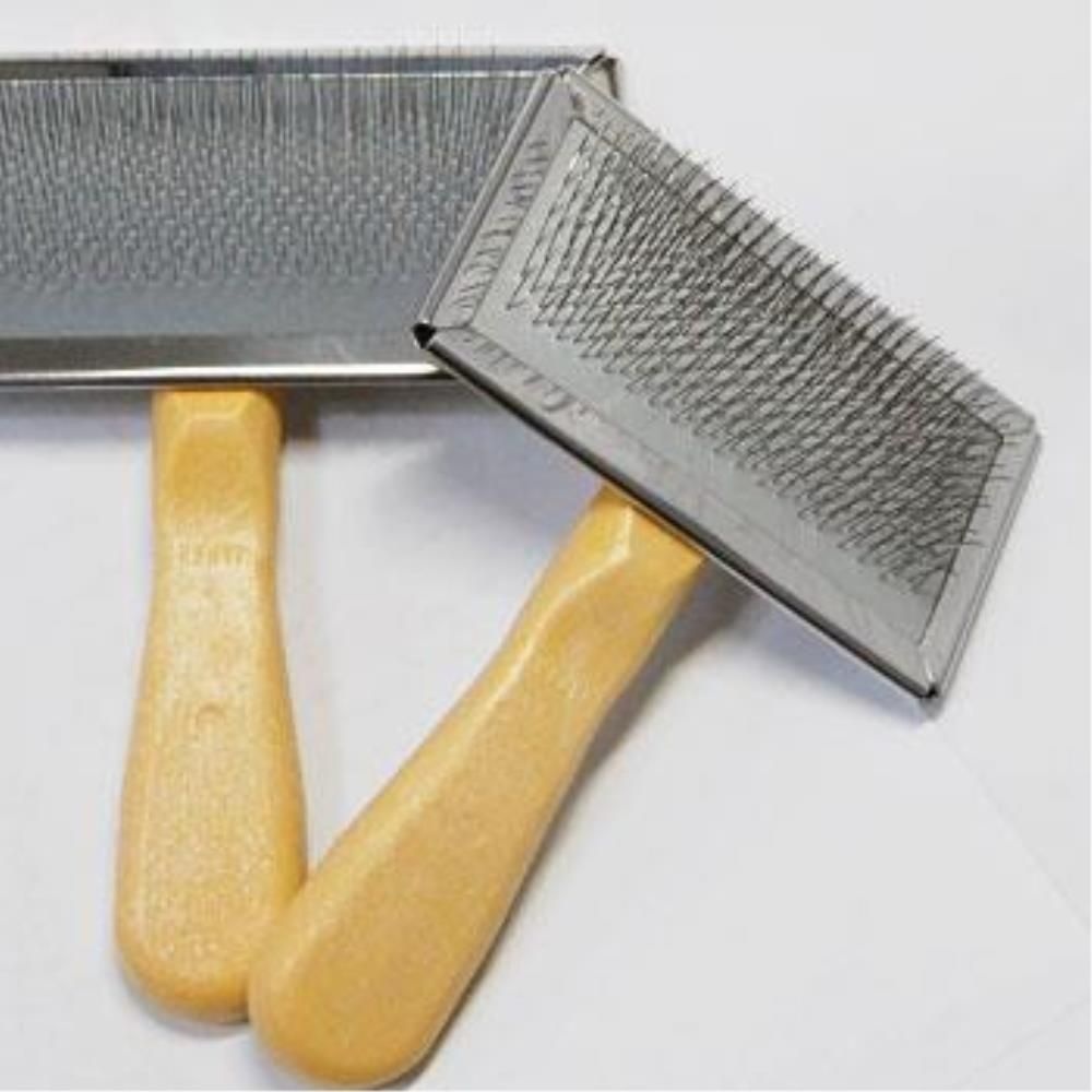 SUJINPET 강아지 엉킨털 나무손잡이 일제 슬리커 애완견브러시 비숑