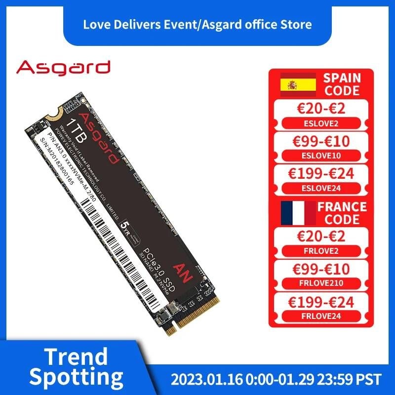UnKnown [해외] 노트북 SSD 에스에스디 M.2 2TB 1TB 하드 Asgard PCIe3.0 X4 NVMe 512GB 1T AN3.0 시리즈 3000 메가바이트/초 내장 디스크 m2 2280 데
