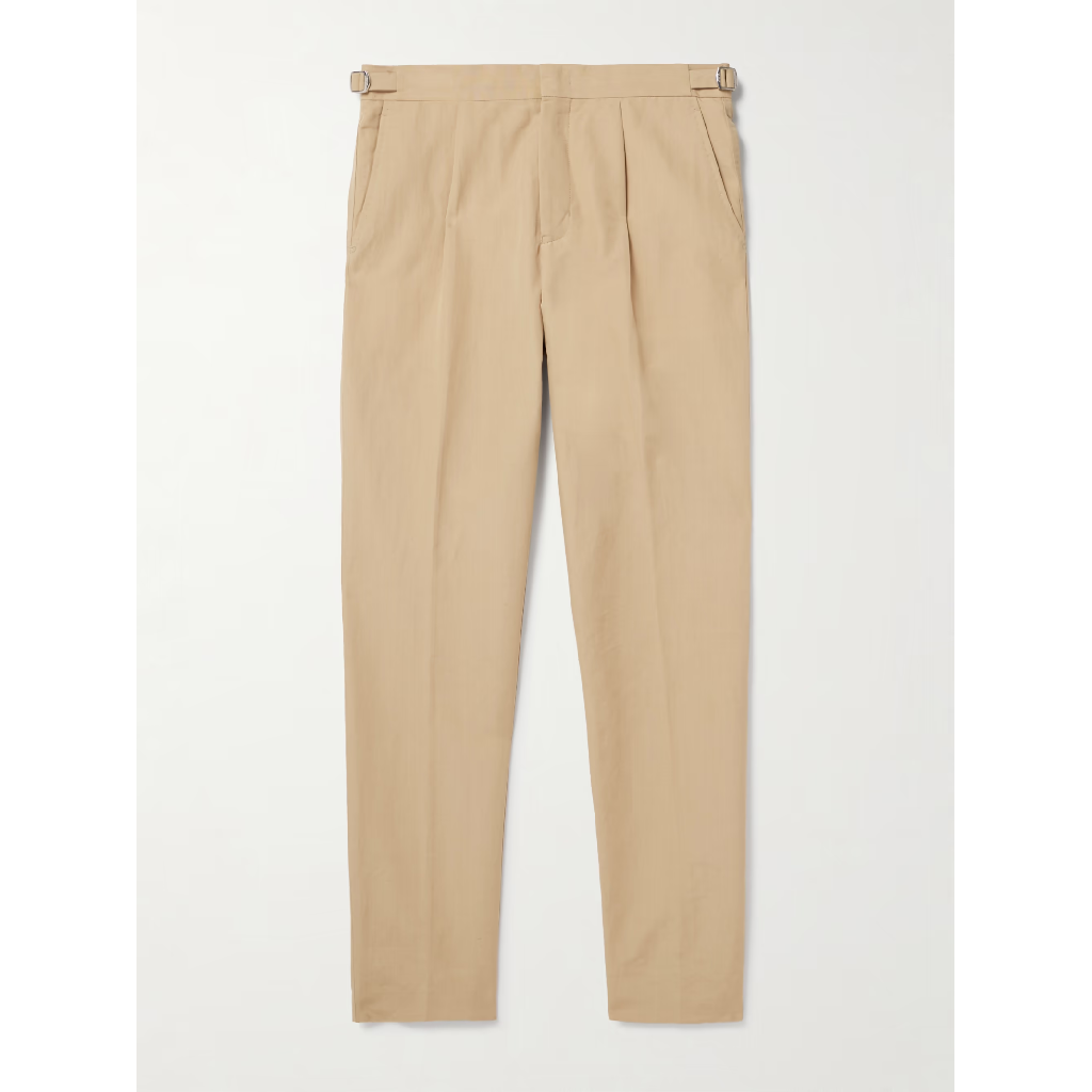 올레바브라운 올레바 브라운 26 SS 올레바브라운 베이지 카신 테이퍼드 플리츠 린넨 코튼 블렌드 팬츠 TP568344834