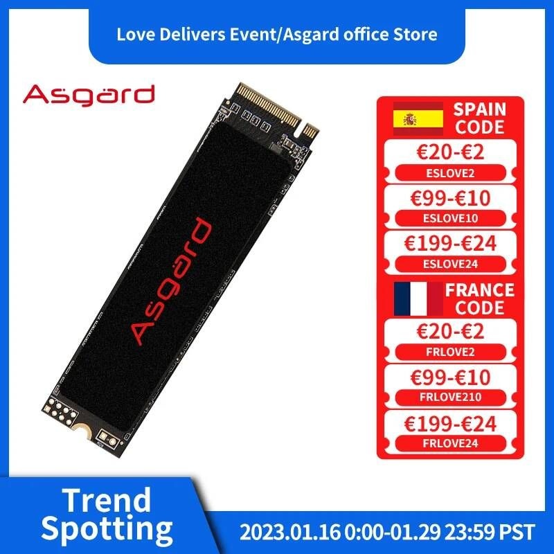 UnKnown [해외] 노트북 SSD 에스에스디 M.2 2TB 1TB 하드 Asgard AN2 내장 디스크 250GB 500GB PCIe3.0 X4 데스크탑 용 솔리드 스테이트 드라이