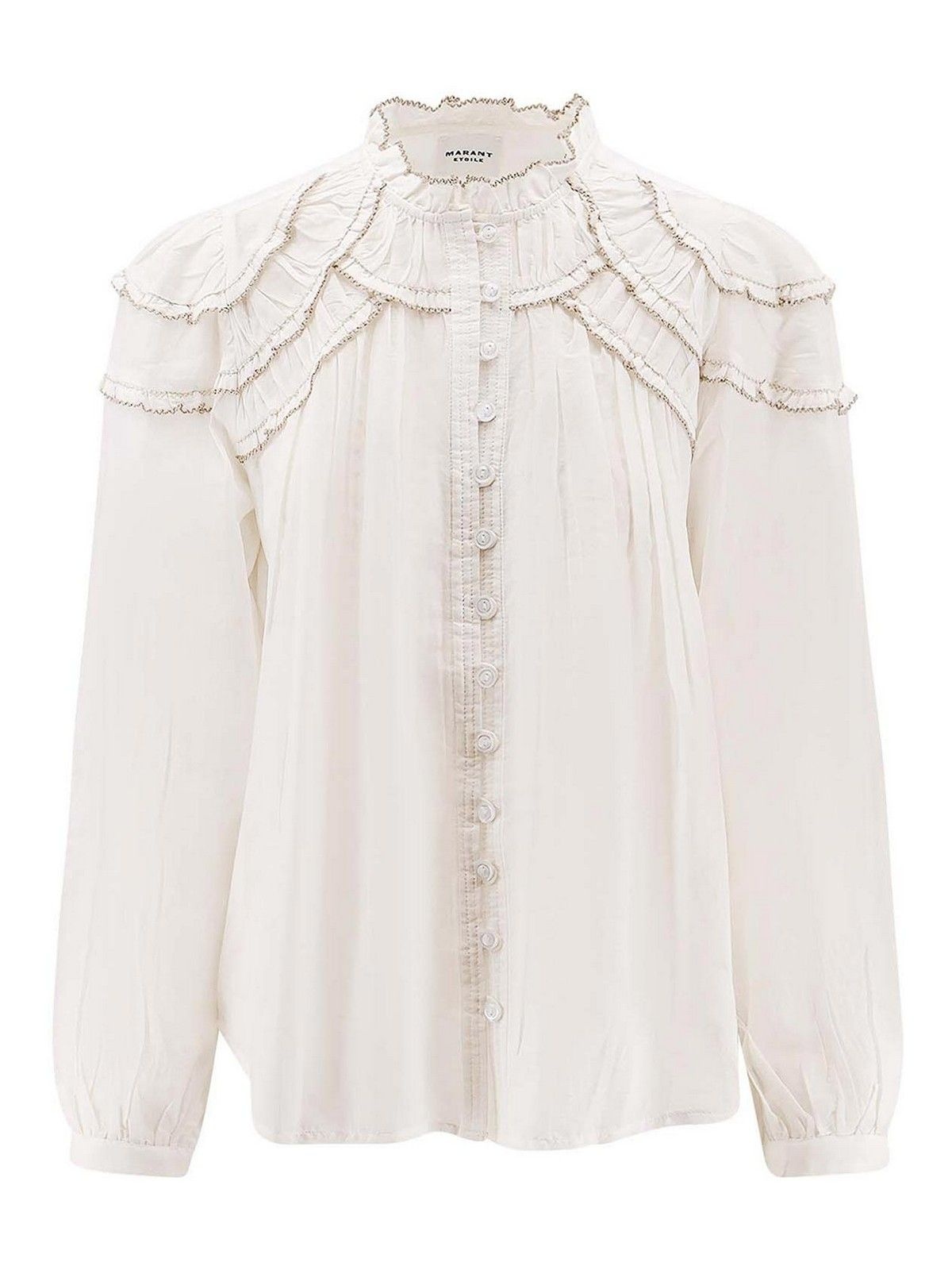 이자벨마랑 25FW 이자벨마랑 CHRISTA GATHERED 코튼 블라우스 HT0681FBB3J04E20WH