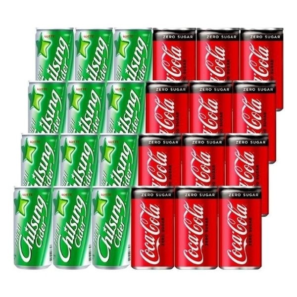 [음료센타]칠성사이다 + 코카콜라제로 미니캔 혼합 24개