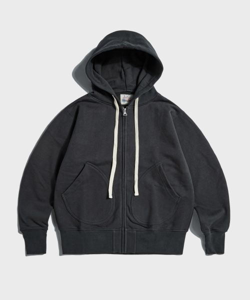 브론슨 17.5 oz Terry Cloth 2Way Zip-Up Hoodie Kr Ver. Black