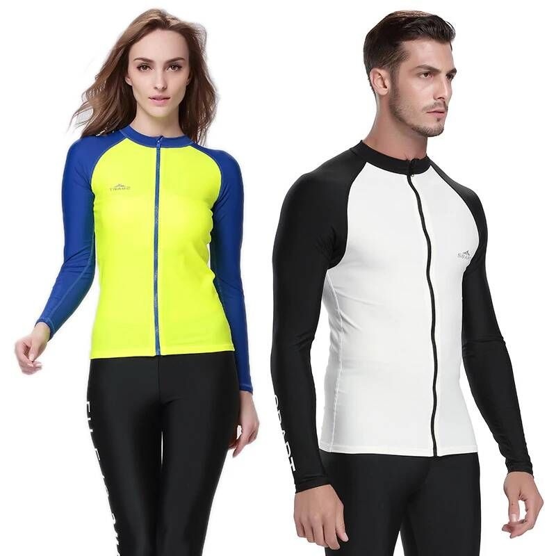 UnKnown [해외] 여성 집업 여자 래쉬가드 브라탑 Sbart UPF 50 + 러쉬 가드 긴 소매 티셔츠 남성 라이크라 수영복 탑스 트라이 애슬론