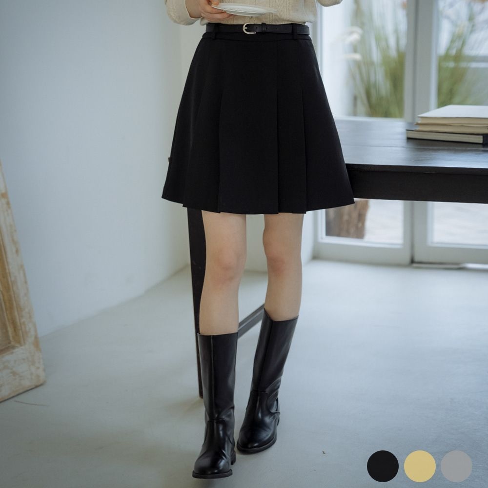 틸아이다이 Belt set pleats skirt[3color]