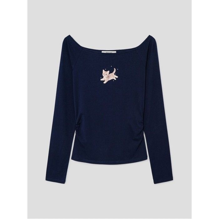 삼성물산 패션부문 에잇세컨즈 그래픽 오프숄더 티셔츠  네이비 356341SMDR