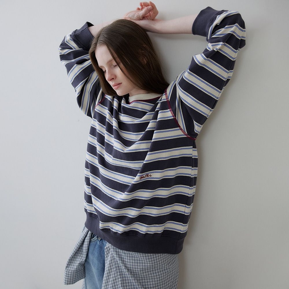 Stripe raglan sleeve MTM [KNSS06TS18]_Charcoal
