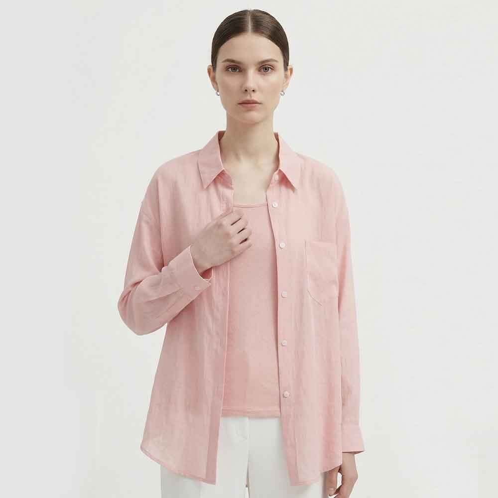 샵앤 [샵앤] 여성 카라넥 반시스루 블라우스 끈나시 세트 NARU-WSET-21178