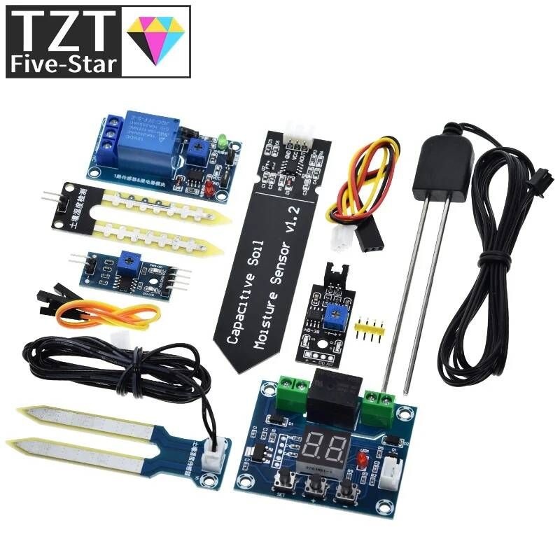 [해외] 온도 센서 sensor TZT 용량 성 토양 수분 모듈 습도 디지털 디스플레이 릴레이 제어 arduino용 자동 급수