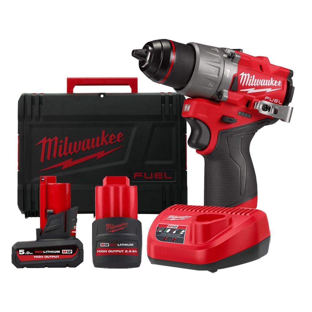 밀워키 밀워키 M12 FPD2-5252X 충전 해머드릴 12V 2.5 / 5.0Ah 고출력 배터리 2개 세트