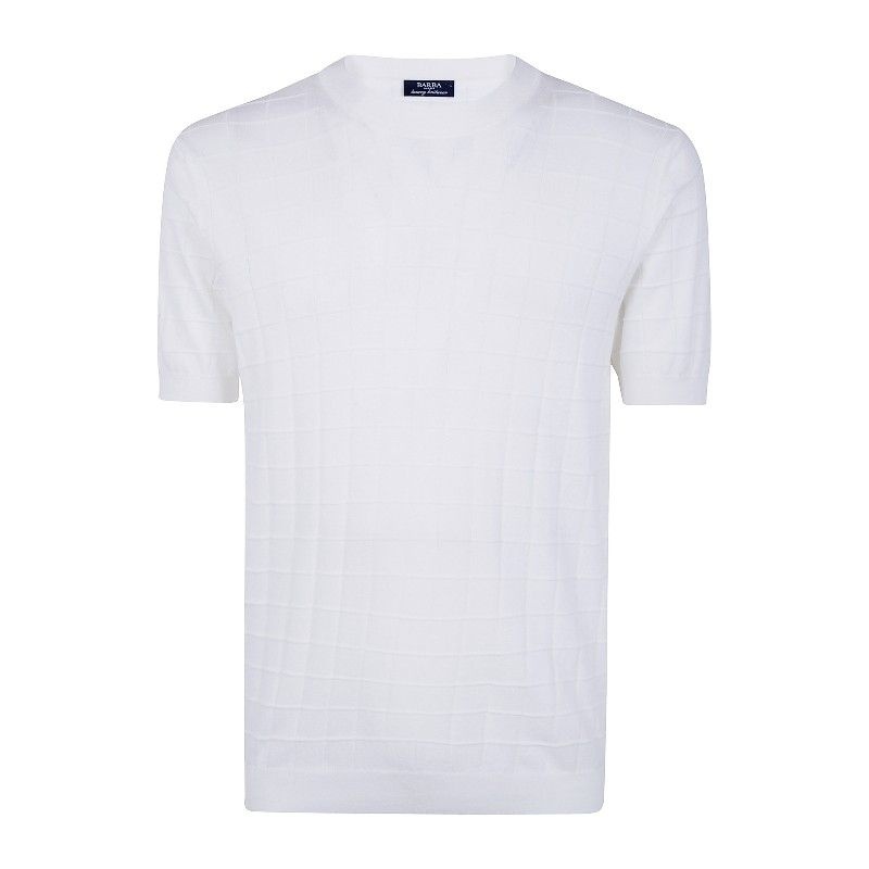 바르바 그리드 텍스처 코튼 크루넥 티셔츠 TSHIRT PQ 1000