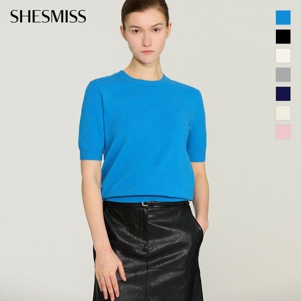 쉬즈미스 쉬즈미스 타임딜라운드넥 하프 슬리브 니트SSKPOP12600