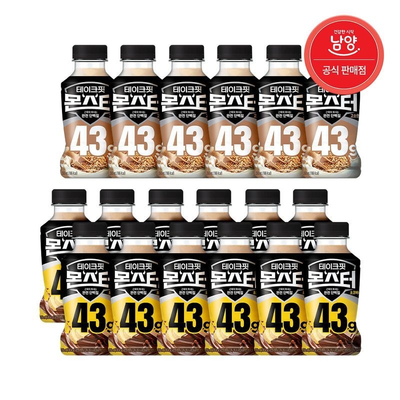 남양유업(주) 테이크핏 몬스터 43g 350ml 18입(초코바나나맛 12입+고소한맛 6입)