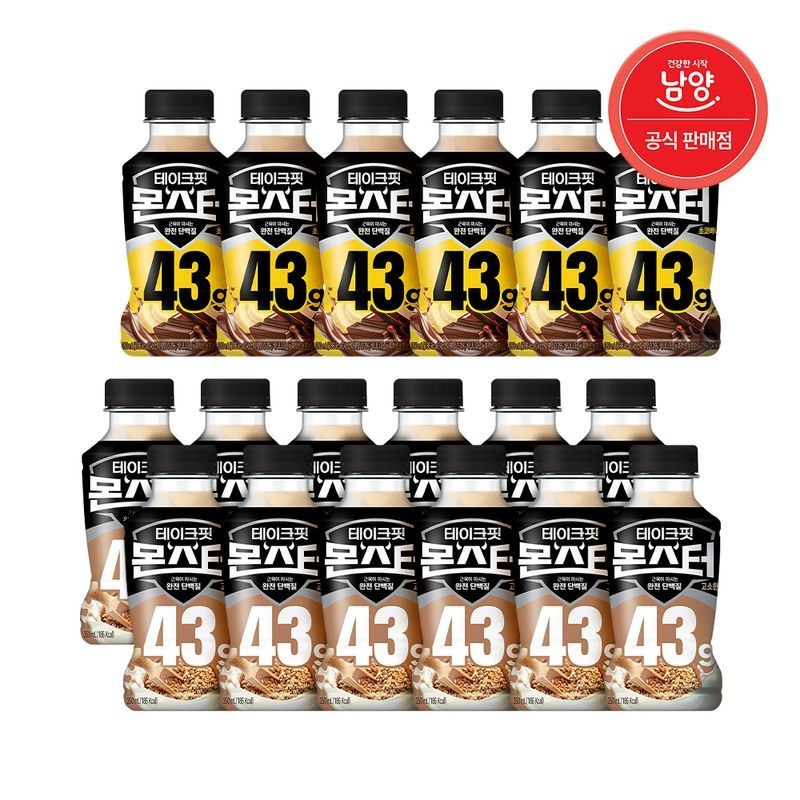 남양유업(주) 테이크핏 몬스터 43g 350ml 18입(고소한맛 12입+초코바나나맛 6입)