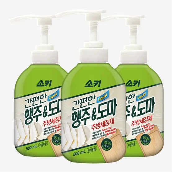 무궁화 든든한용량 행주도마 주방세정제 소키 간편한 펌프형 500ml 3개