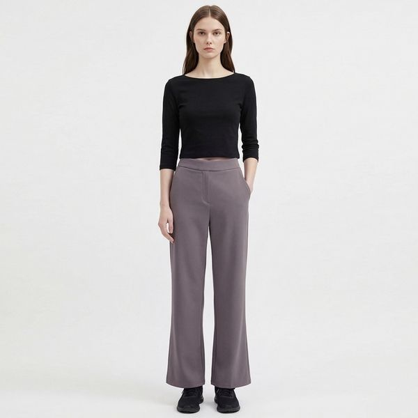 샵앤 [샵앤] 국산 여성 사방스판 매직 밴딩 부츠컷 슬랙스 팬츠 INT-WPT-21174-진그레이