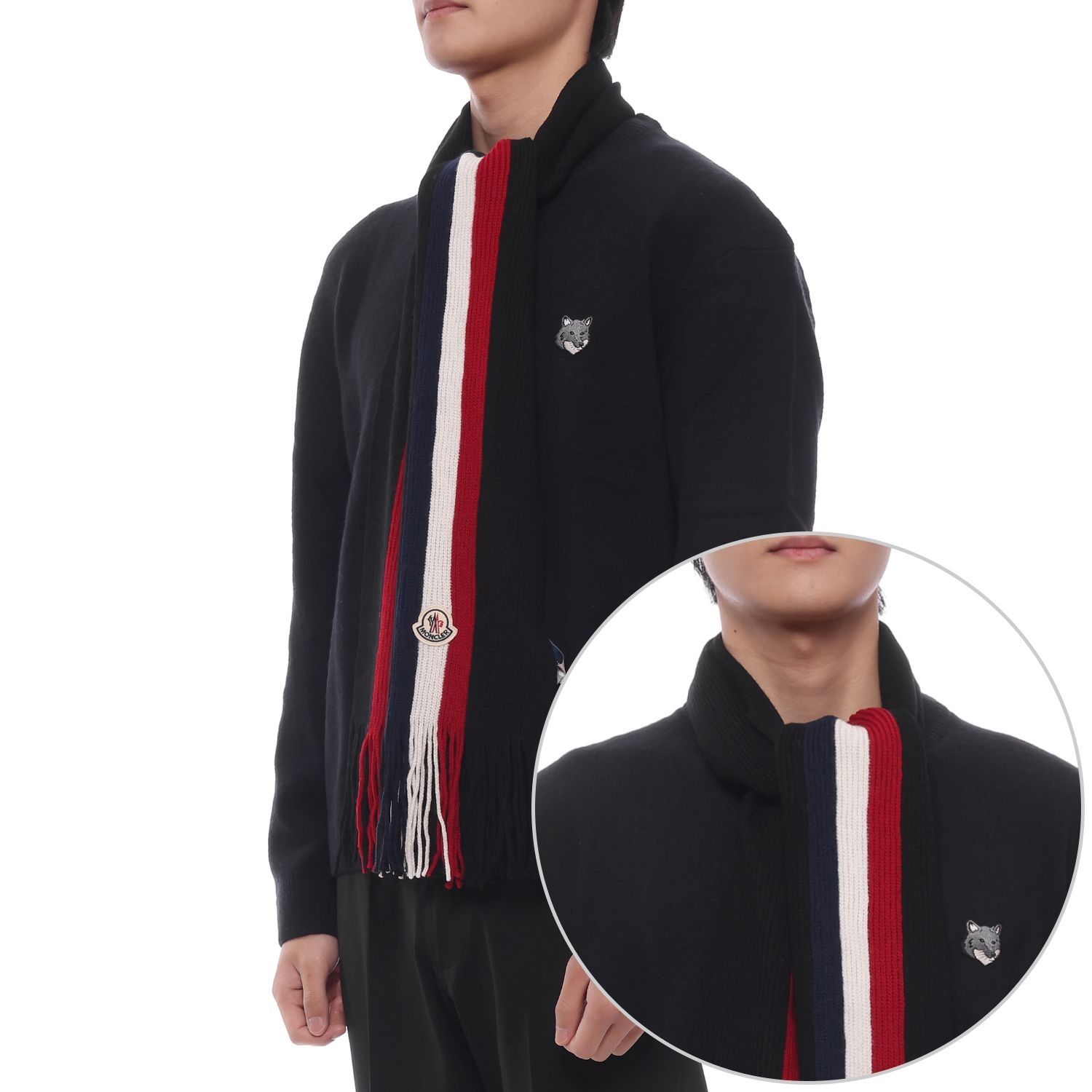 [롯데백화점] 몽클레르 25FW 남성 로고 패치 트리콧 울 머플러 3C00019 A9575 999 25F